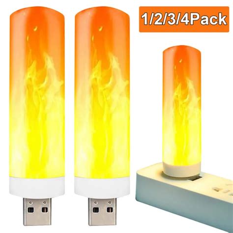 Usb Led Flame Lights Flameless Flickering Effect Lamp Bulbs Home Party