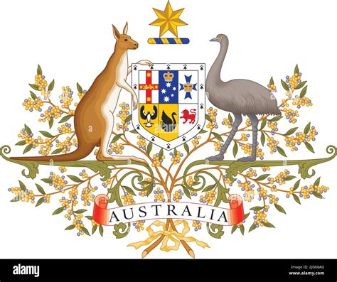 Escudo Oficial De Armas Vectoriales De Australia Imagen Vector De Stock