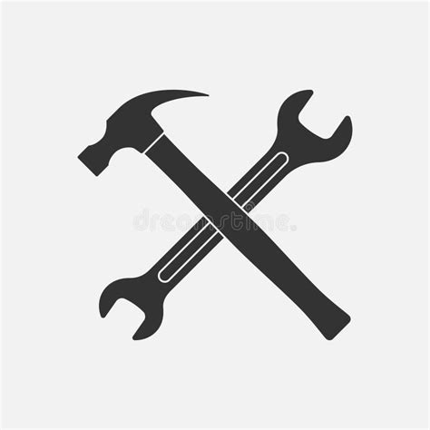 Crossed Hammer And Wrench Graphic Sign Stock Vector Illustration Of