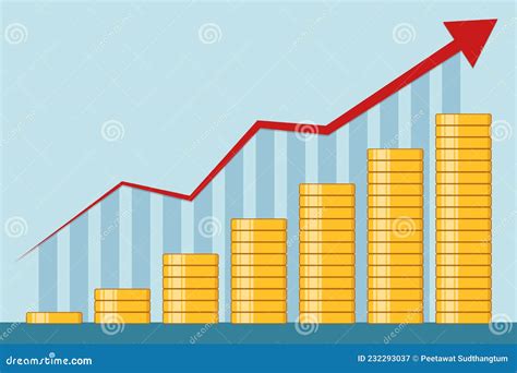 Stack Of Gold Coins With Growing Bar Graph Stock Vector Illustration