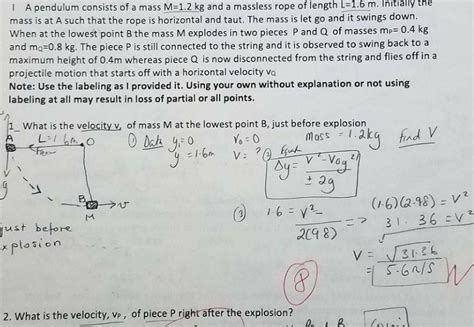 Solved I A Pendulum Consists Of A Mass M Kg And A Chegg