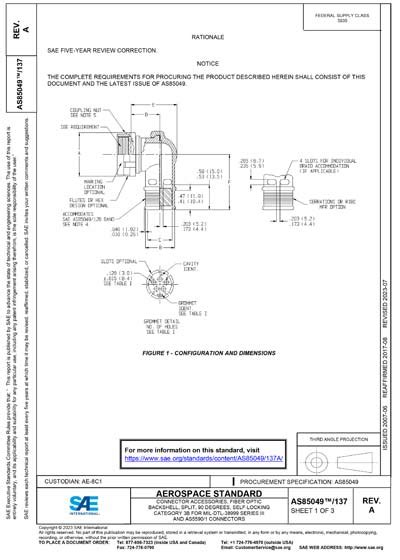 Sae As 85049 137a 2023 Connector Accessories Fiber Optic Backshell Split 90 Degrees Self