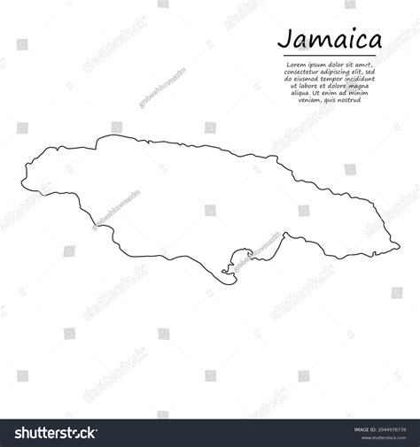 Simple Outline Map Jamaica Vector Silhouette Stock Vector (Royalty Free ...