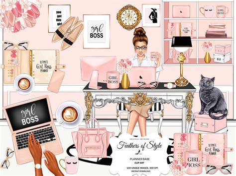 Planner Girl Clipart Fashion Girl Clipart Boss Girl Girlboss Boss