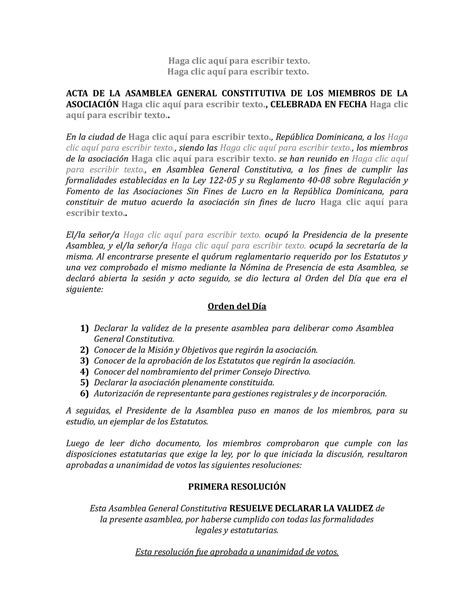 modelo acta de la asamblea constitutiva y nomina de presencia asfl haga clic aquí para