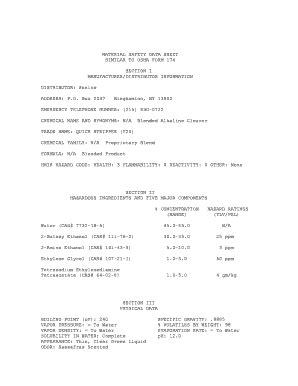 Fillable Online Tompkins Co Material Safety Data Sheet Similar To Osha