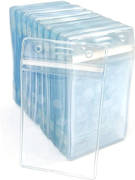 Name Tag Badge Id Card Holders Pack Clear Plastic Vertical Premium