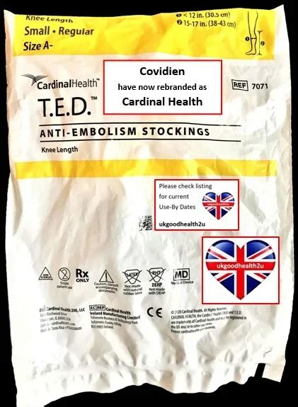 CARDINAL HEALTH TED Anti-embolism Stockings DVT Socks KNEE LENGTH Sm Reg A 7071 £9.07 - PicClick UK