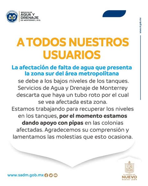 Agua Y Drenaje Mty On Twitter Aydinforma Qeb8wgin1w Twitter