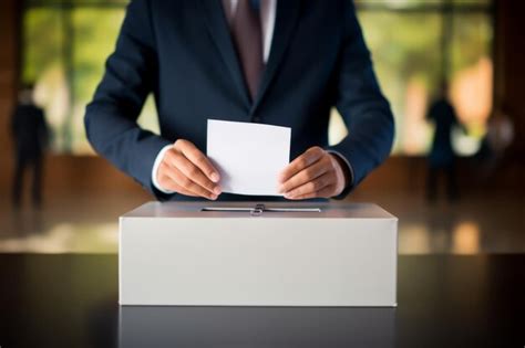 Premium Photo Man Casting Vote Into Ballot Box Paper Ballot In Focus