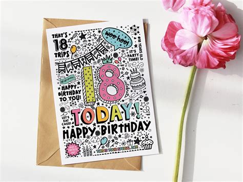 Printable 18th birthday card instant download printable card for 18th birthday, digital download