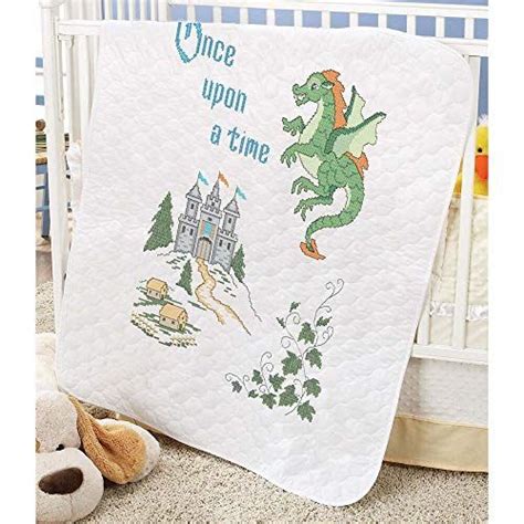 Herrschners Pre Quilted Storytime Dragon Baby Quilt Stamped Cross