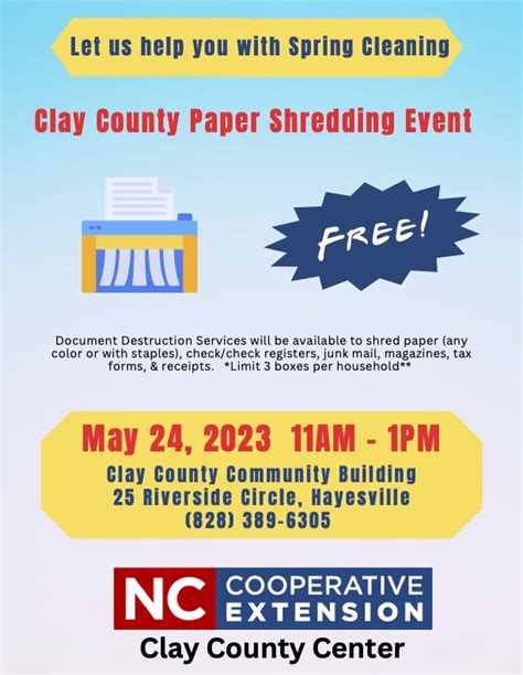 Clay County Shred Day Event N C Cooperative Extension