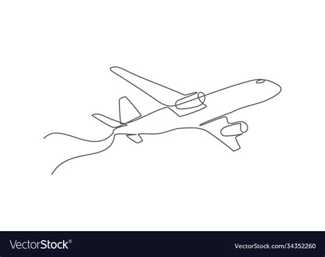 Airplane one line drawing Royalty Free Vector Image