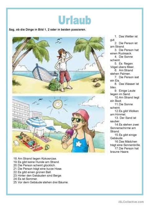 Urlaub Deutsch Daf Arbeitsbl Tter Pdf Doc