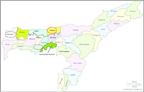 Map Of Assam Showing All The Districts The Circled Districts Are The Download Scientific