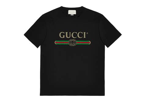 Sasom เสื้อผ้า Gucci Oversize T Shirt With Gucci Logo Black Cotton