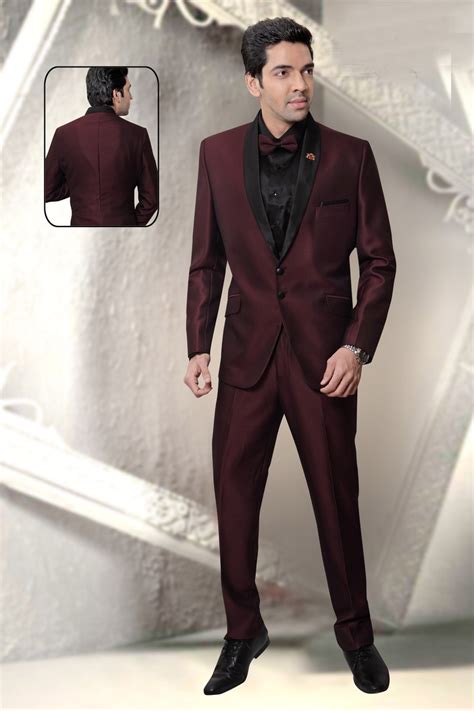 Maroon & Black Combination Wedding Reception Suit