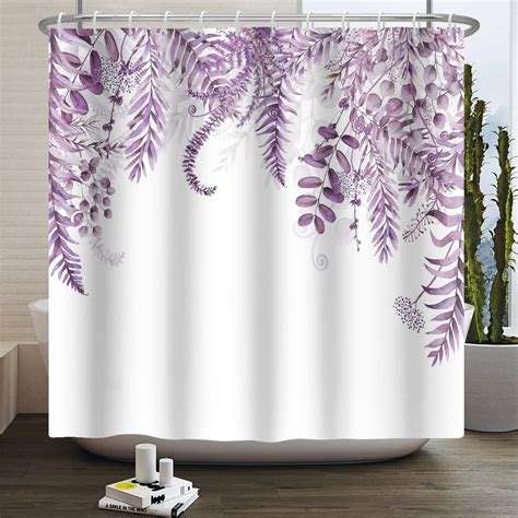 Chloroplastid Plant Shower Curtain For Bathroom Lilac Light