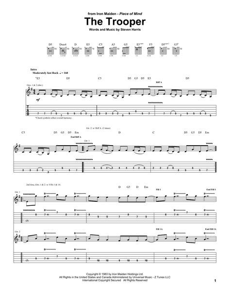 The Trooper by Iron Maiden - Guitar Tab - Guitar Instructor