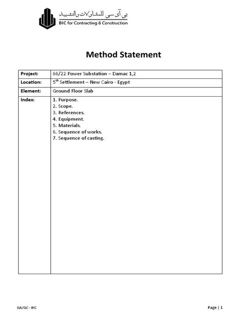 Method Statement Ground Floor Slab Pdf Concrete Building Materials