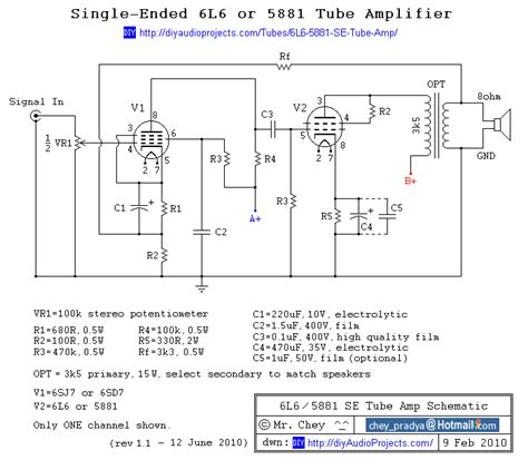 Single Ended 6l6 Guitar Amp Schematic Direct Coupled 6v6 Cat