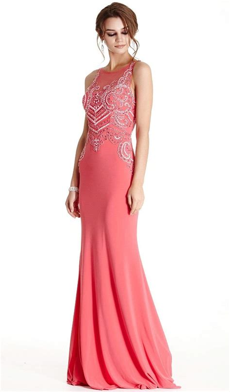 Aspeed Design Embellished Halter Sheath Evening Dress Couture Candy