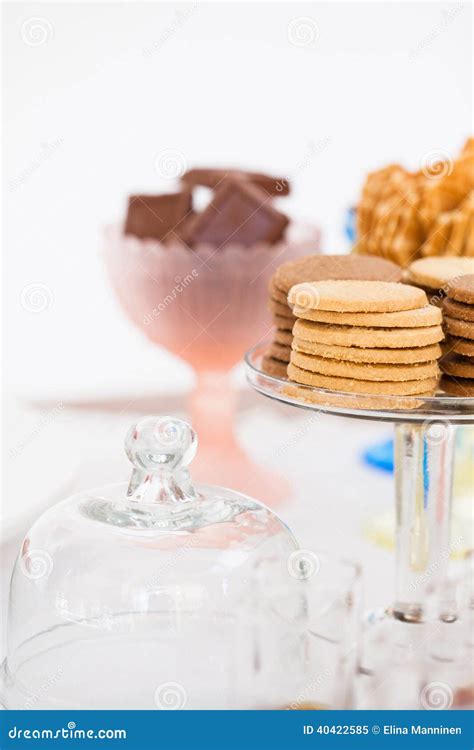 Biscuits On Glass Tray Stock Image Image Of Bowl Party 40422585