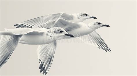 Three Seagulls In Flight Stock Illustration Illustration Of Tail