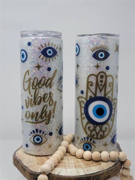 Epoxy Good Vibes Only Evil Eye Tumbler Good Vibes Only Cup Good Vibes