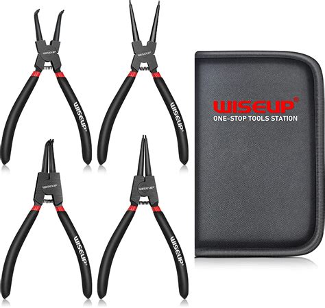 WISEUP Sprengringzangen Set 170mm 4pcs Gebogene Gerade Innere Externe