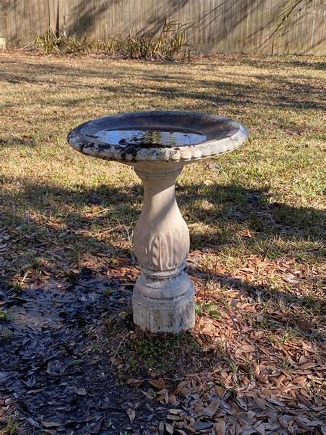 Two Piece Cement Bird Bath Heavy EstateSales Org