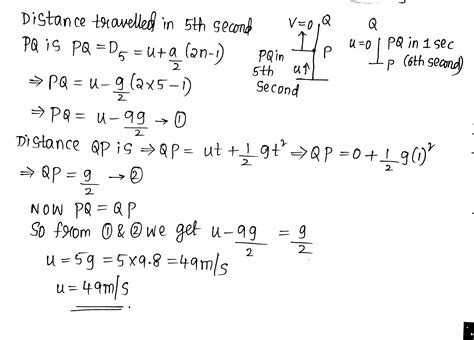 A Body Is Thrown Vertically Upwards With Velocity U The Distance Travelled By It In The Fifth