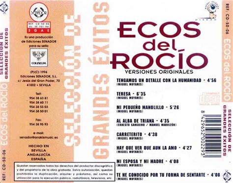 Car Tula Trasera De Ecos Del Rocio Seleccion De Grandes Exitos Portada