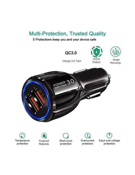 Carregador USB Duplo QC 3 0 De Isqueiro Carro 5V 9V 12V Quick Charge