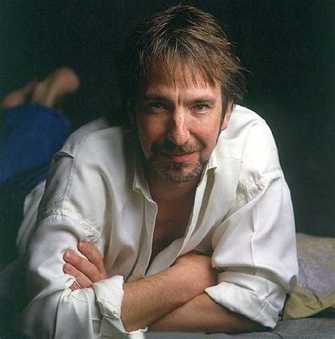 Alan Rickman Omg My Three Favorite Things White Shirt Blue Jeans And Bare Feet All