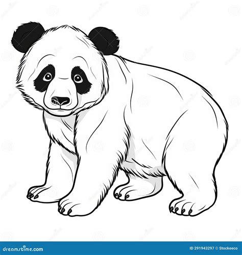 Photorealistic Panda Bear Coloring Page with Precise Lines Stock ...