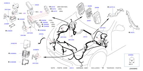 Infiniti Qx60 Hybrid Base Harness Engine Room Lwb System Wiring Electrical 24012 5ub5a