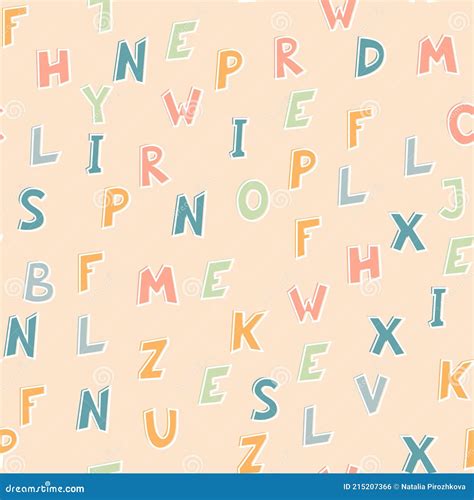 Seamless Pattern Of Colorful English Letters Stock Vector