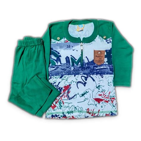 Cotton Full Sleeve T-Shirt with Pant for Kids - 1-2 Years - Green