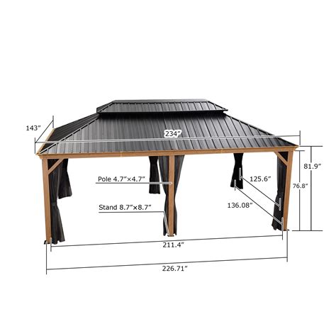 Purple Leaf 12 X 20 Outdoor Hardtop Gazebo For Patio Galvanized Steel