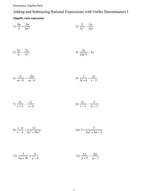 Adding And Subtracting Linear Expressions Worksheet Kindergarten