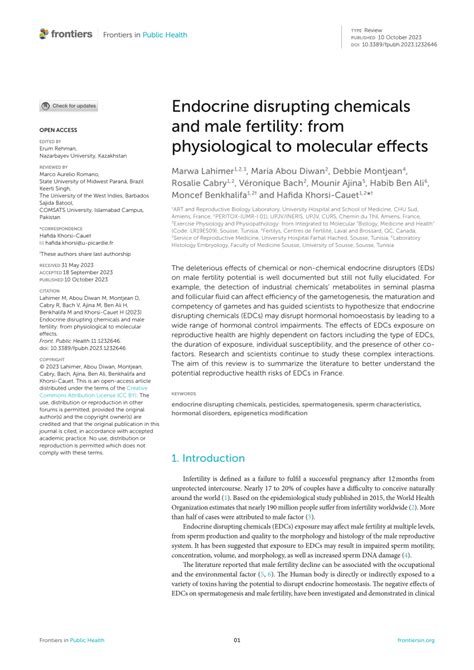 Pdf Endocrine Disrupting Chemicals And Male Fertility From