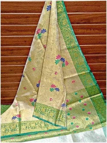 Cotton Party Wear Uppada Pure Soft Silk Tissue Sarees With Blouse