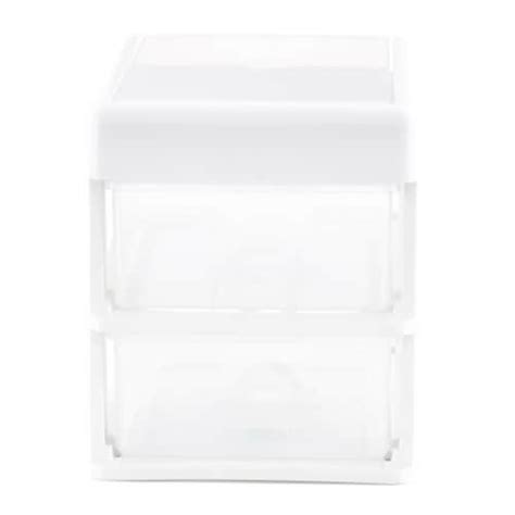 Gracious Living Mini 2 Drawer Desktop Organizer With Flip Top White 3