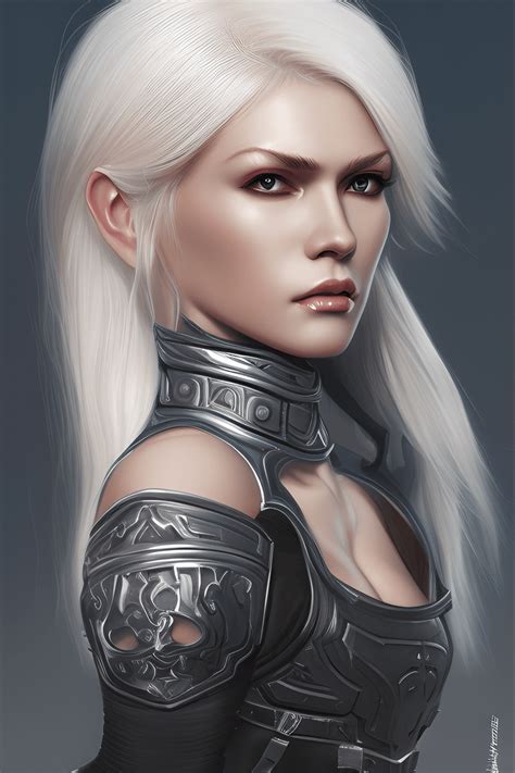 Beautiful Thin Platinum Blonde Woman Mercenary With Orc Creative Fabrica