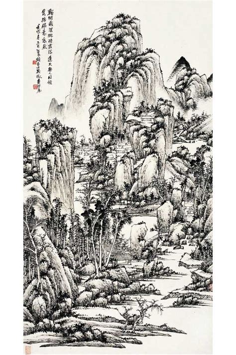 吴征（1878～1949） 溪山村居图