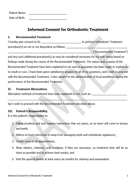 Dentistry Informed Consent For Orthodontic Treatment Medpro Group Pdf Orthodontics Medical