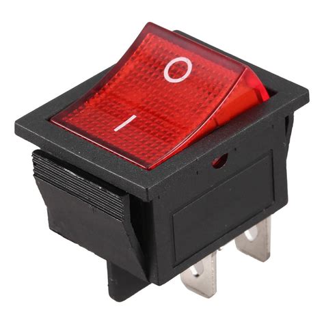 Red Light Illuminated 4 Pin Dpst Onoff Snap In Rocker Switch 16a 20a