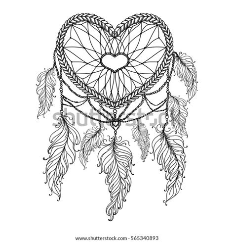 Heart Shaped Hand Drawn Dream Catcher Stock Vector Royalty Free 565340893